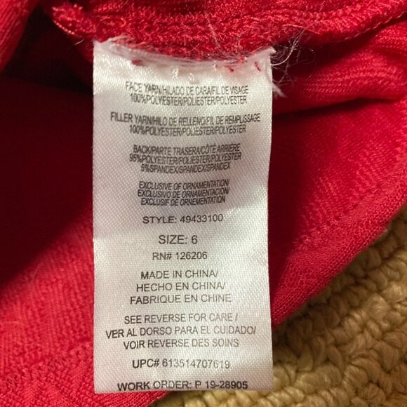 Pippa & Julie Blouse Girls 6 Red Tunic Silver Sequin Star Peplum Sleeve - Picture 6 of 6